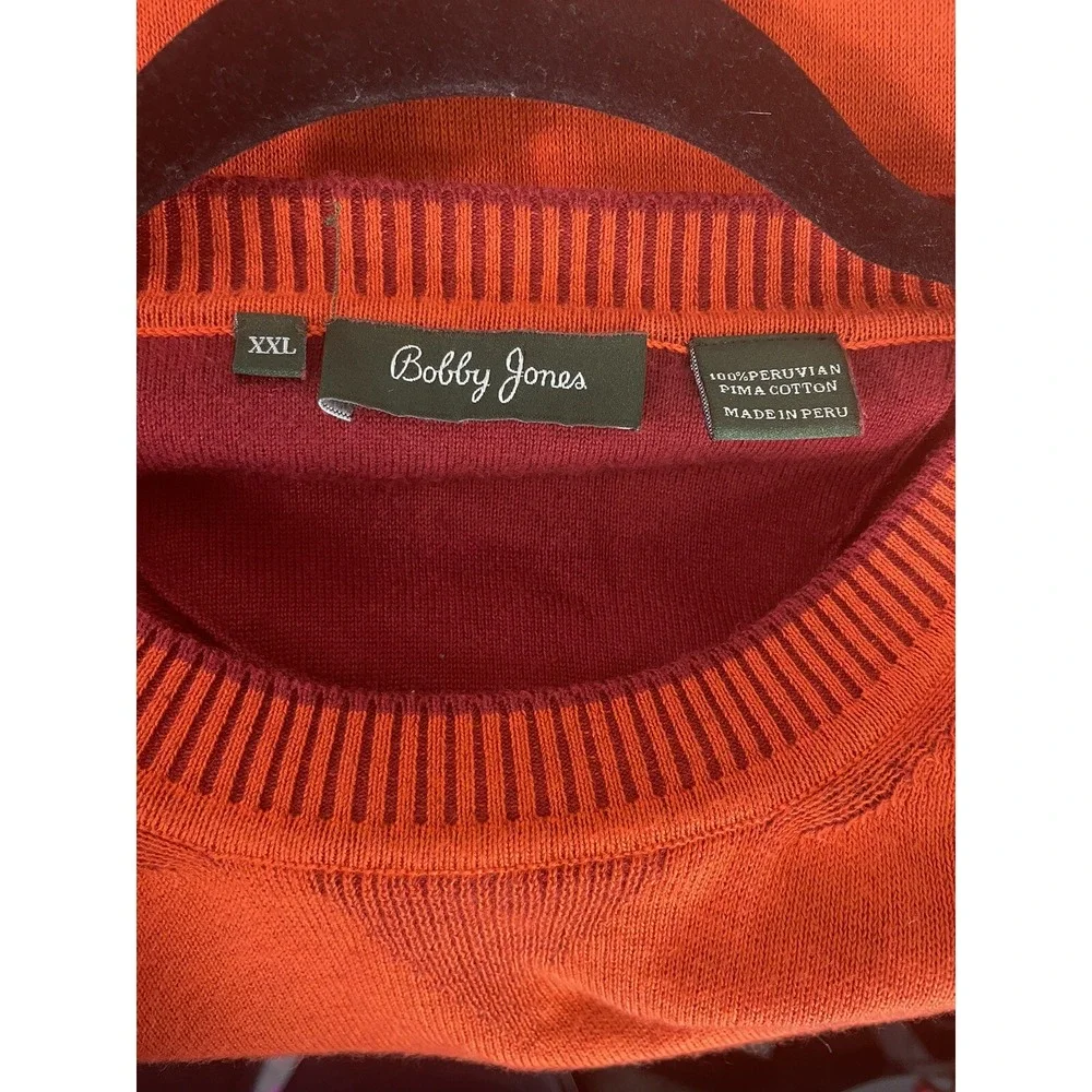 Bobby Jones Mens Orange Long Sleeve‎ Crew Neck Sweater 100% Pima Cotton XXL